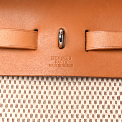 Hermes Toile Vache Calfskin Herbag 30 PM Black Natural 7 of 16