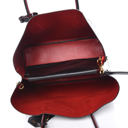 Prada Saffiano Cuir Large Double Bag Black Fuoco 5 of 14