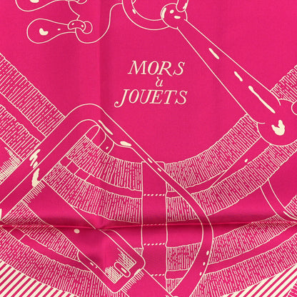 Hermes Silk Mors A Jouets Chemise Scarf 90 Petunia Creme 5 of 5