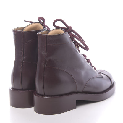 Chanel Calfskin Lace Up CC Short Boots 36.5 Burgundy 4 of 9