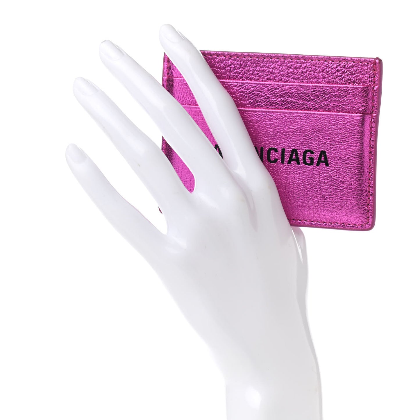 Metallic Goatskin Logo Everyday Multi Card Case Rose Fuchsia Black