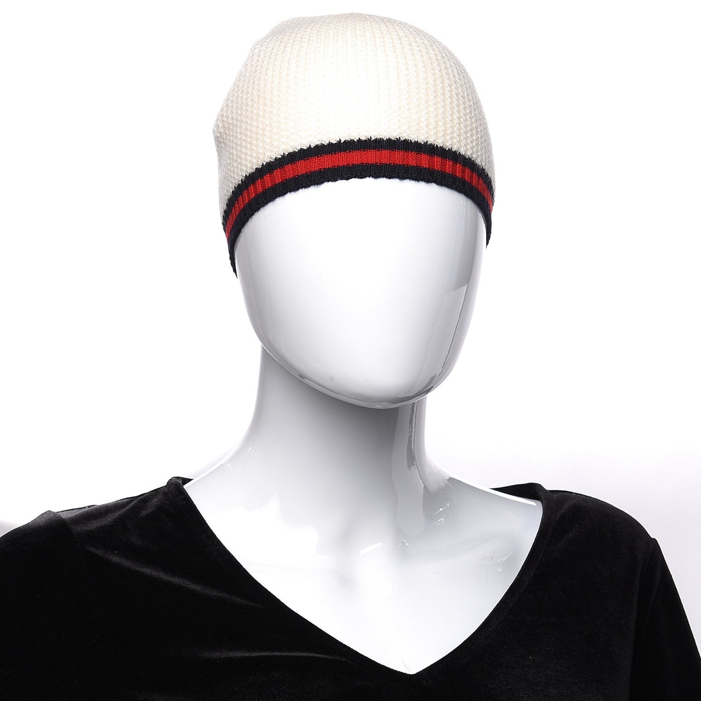 Cashmere Web Beanie Hat L White