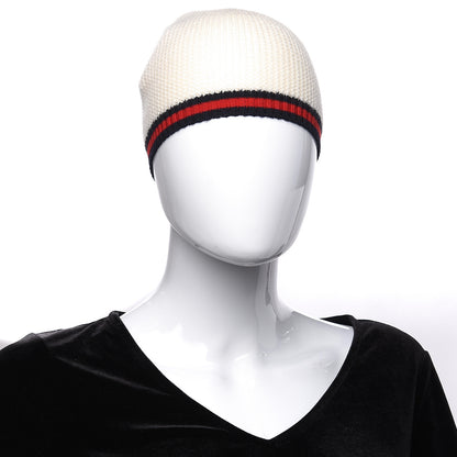Gucci Cashmere Web Beanie Hat L White 2 of 3