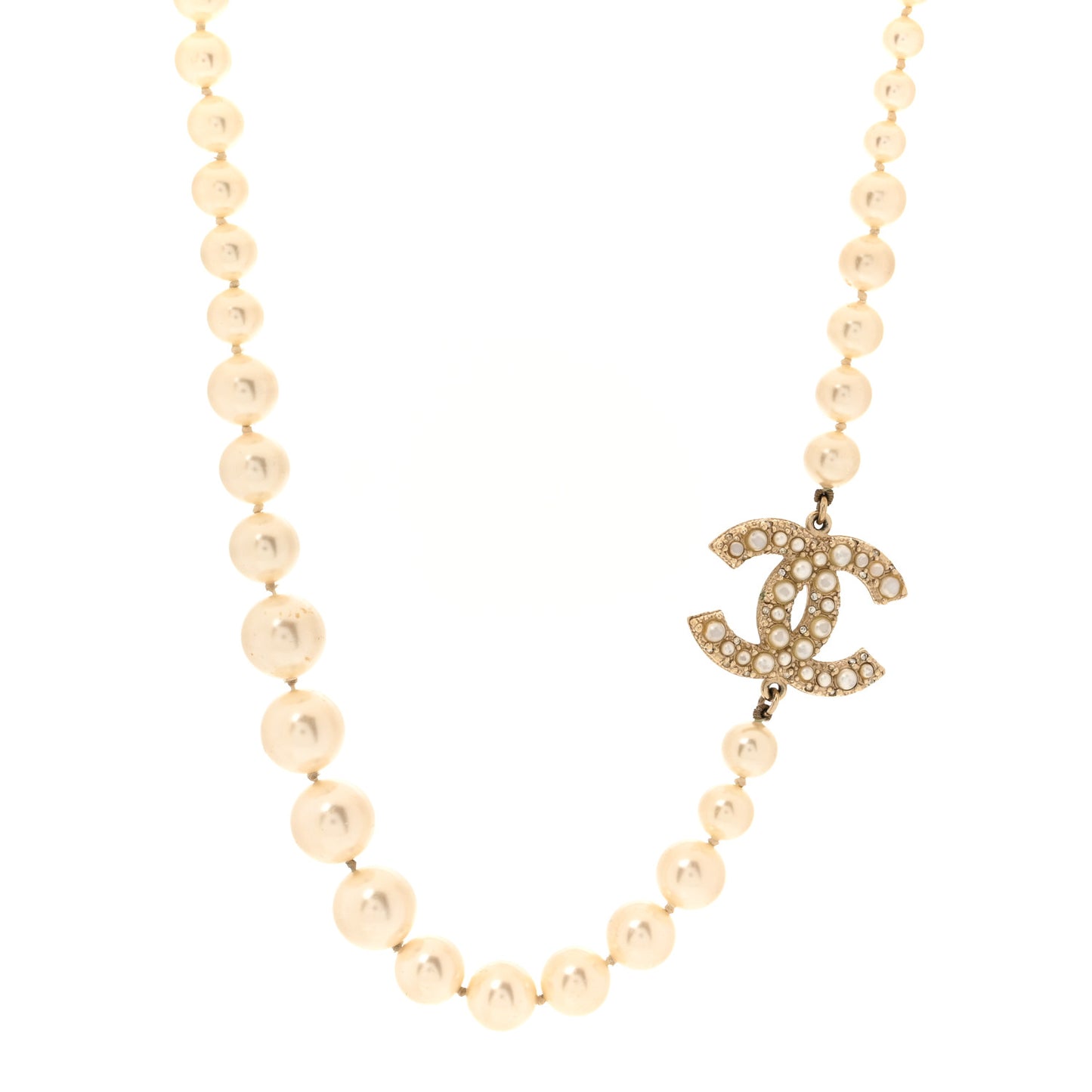 Pearl CC 100th Anniversary Necklace Light Gold