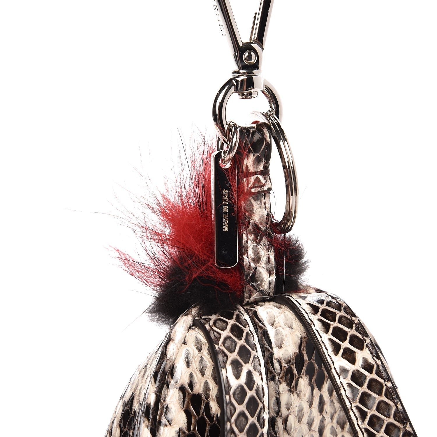 Fendi Fox Fur Snakeskin Flowerland Bag Bug Backpack Charm Red 5 of 5