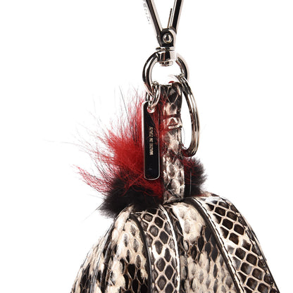 Fendi Fox Fur Snakeskin Flowerland Bag Bug Backpack Charm Red 5 of 5
