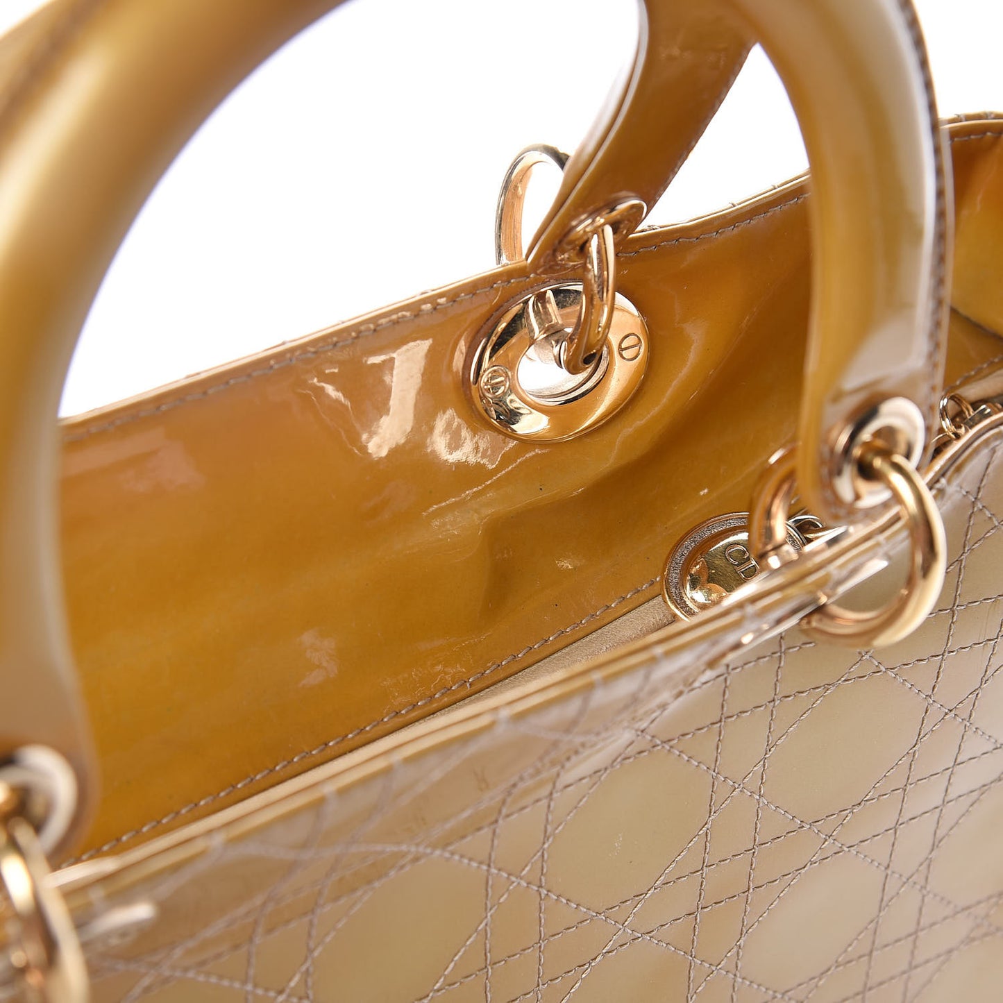 Patent Cannage Large Lady Dior Beige