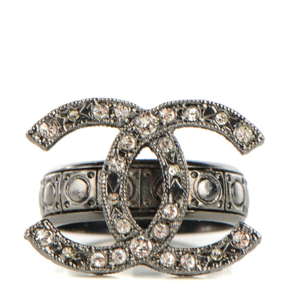 Chanel Ruthenium Crystal CC Ring 5.5 1 of 5