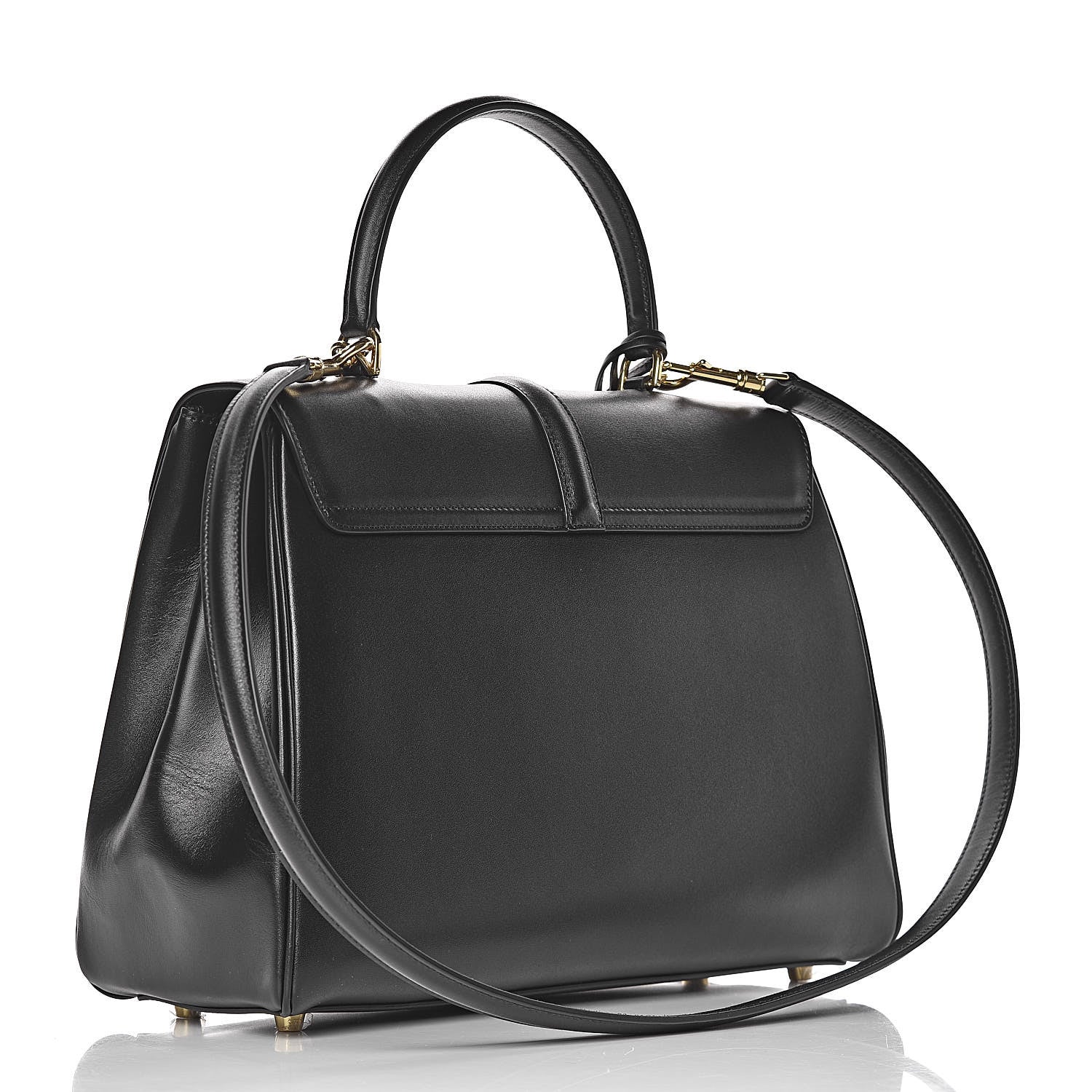 Celine Satinated Calfskin Medium 16 Top Handle Bag Black 3 of 12