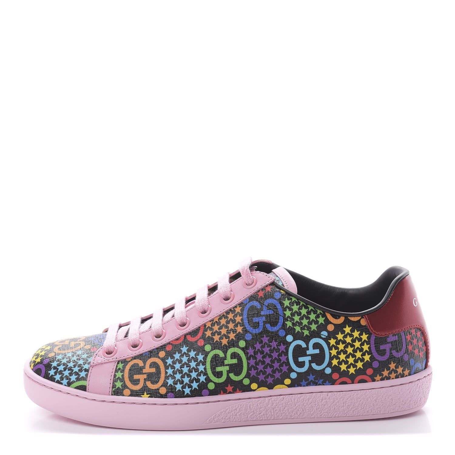 Gucci GG Supreme Monogram Psychedelic Womens Ace Sneakers 36.5 Black Multicolor Sugar Pink 1 of 8