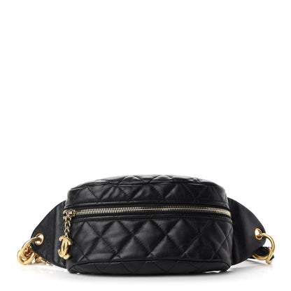 Chanel Lambskin Quilted Linked In Waist Bag Black 1 of 10