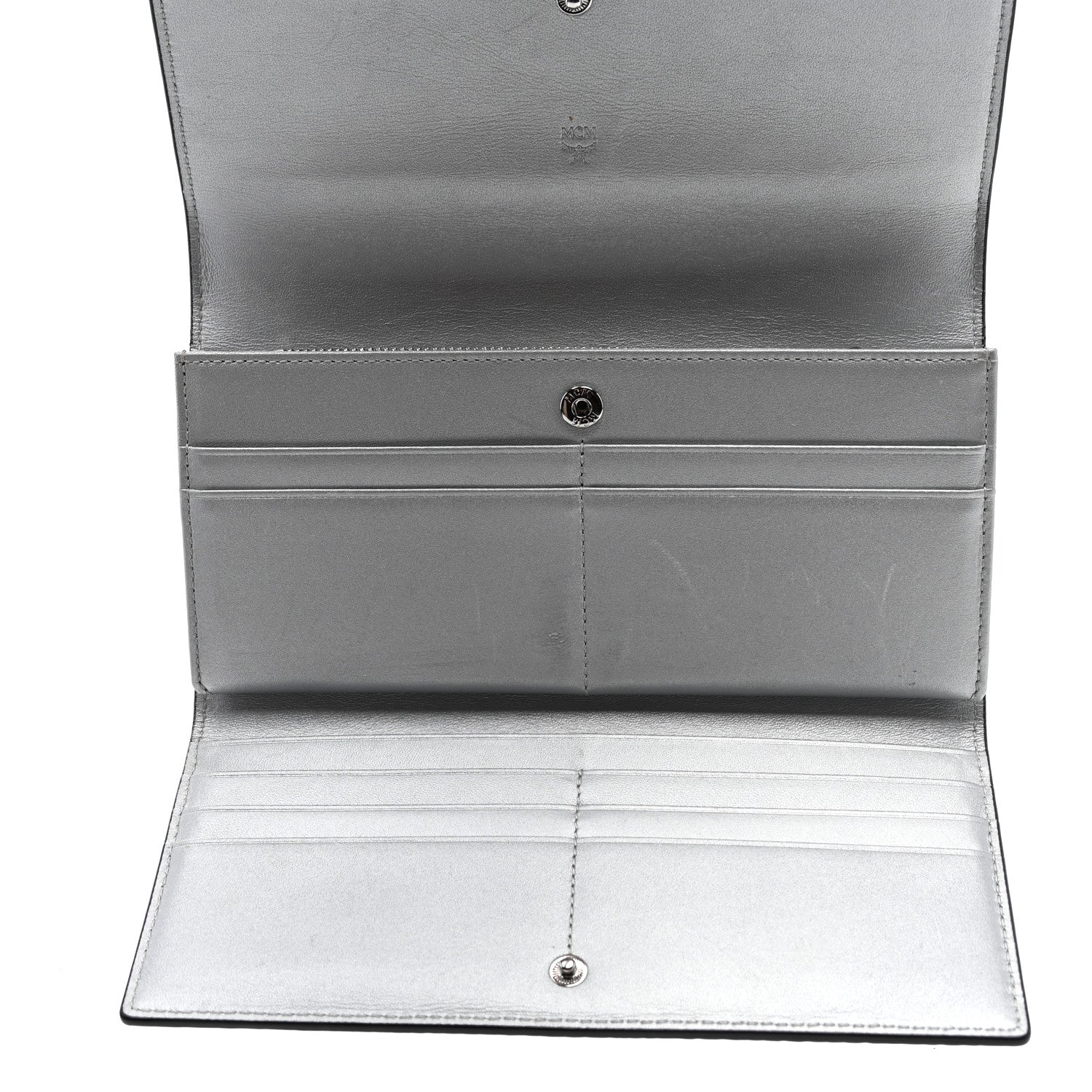 MCM Metallic Visetos Large Tri-Fold Flap Wallet Berlin Silver 5 of 6