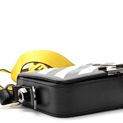 Off-White Saffiano Striped Mini Diag Binder Clip Bag Black White Yellow 8 of 9