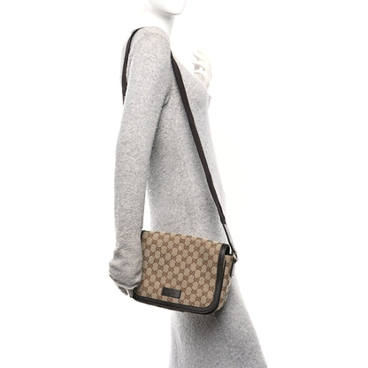 Gucci Monogram Flap Messenger Bag Beige Dark Brown 2 of 11