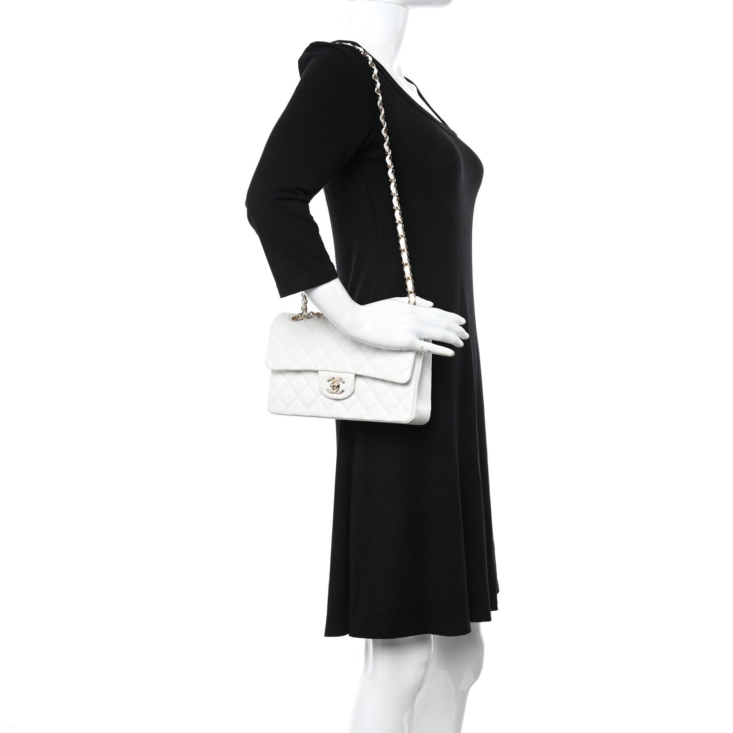 Caviar Quilted Small Double Flap White