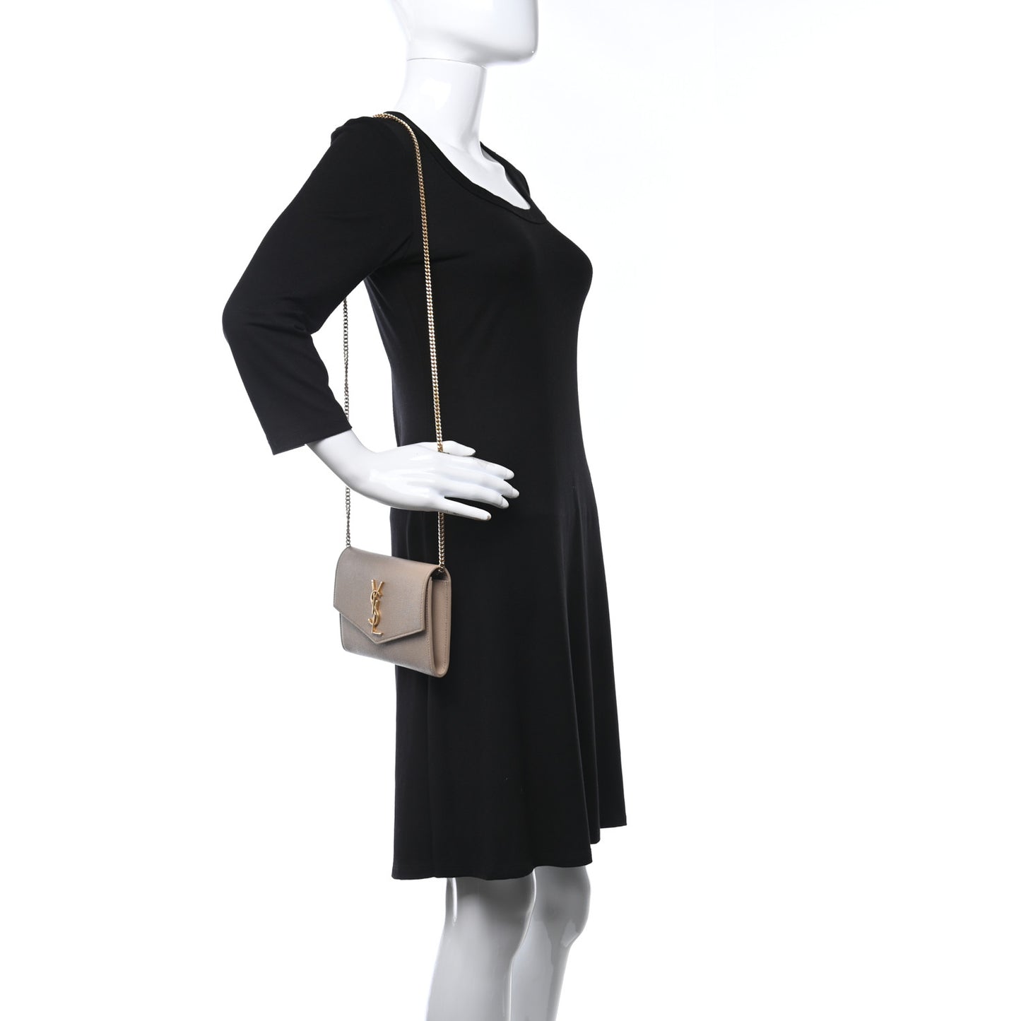 Grain De Poudre Monogram Uptown Chain Wallet Dark Beige