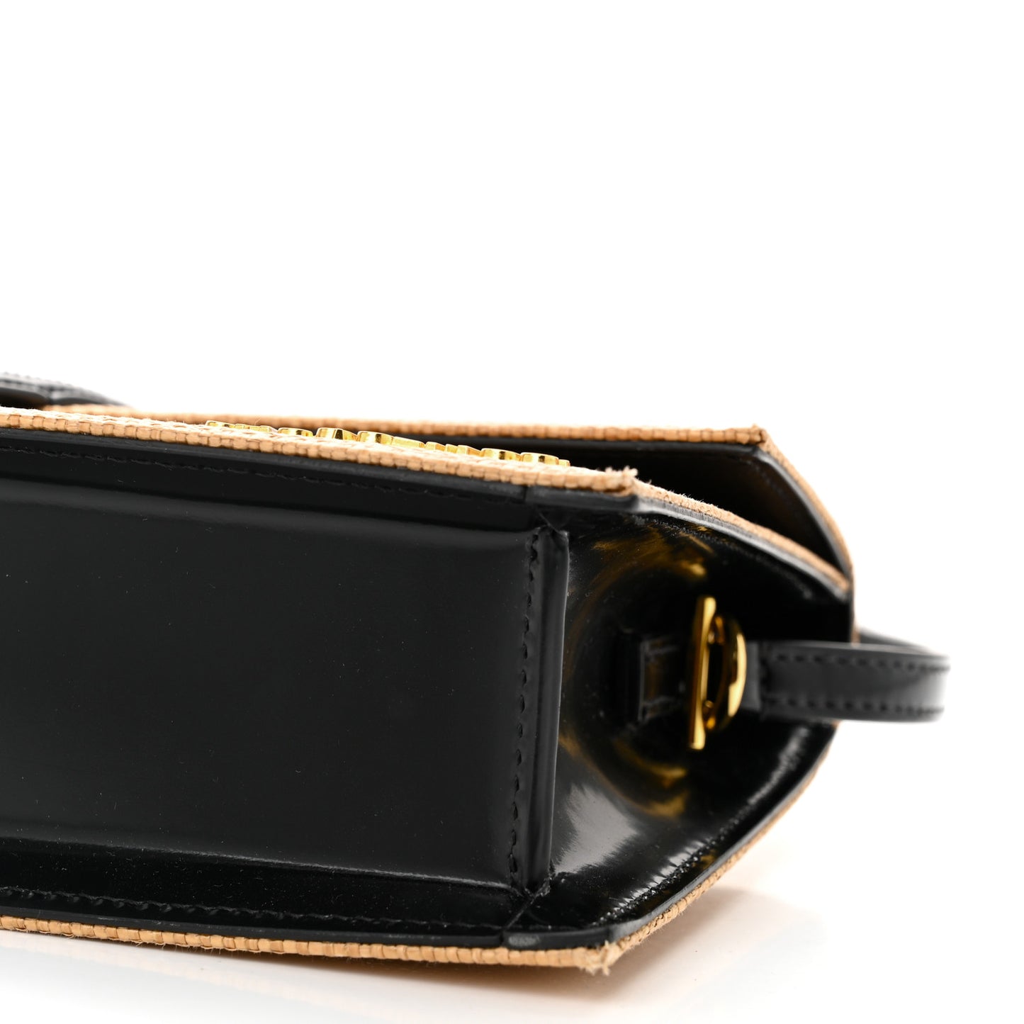 Raffia Smooth Calfskin Le Bambino Long Natural Black