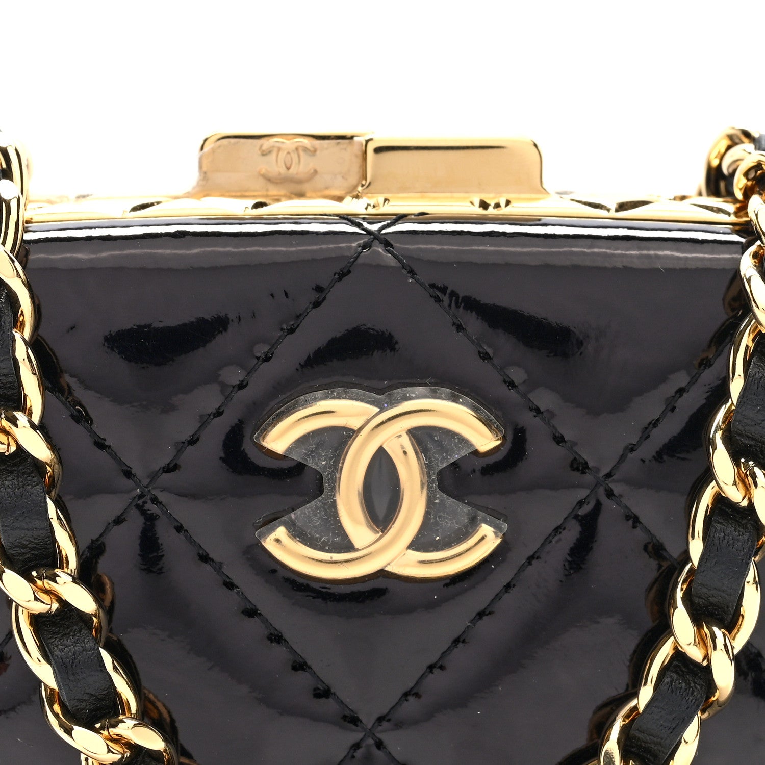 Chanel Glazed Goatskin Quilted Small Box With Chain Black 8 of 10
