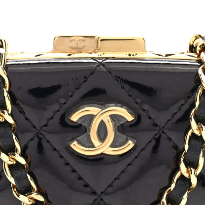 Chanel Glazed Goatskin Quilted Small Box With Chain Black 8 of 10