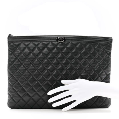 Chanel Lambskin Quilted Large Boy Zip Pouch 2 of 10