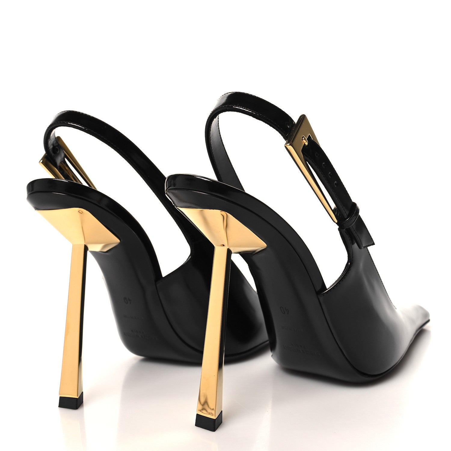 Saint Laurent Glazed Calfskin Lee Slingback Pumps 40 Black 4 of 8