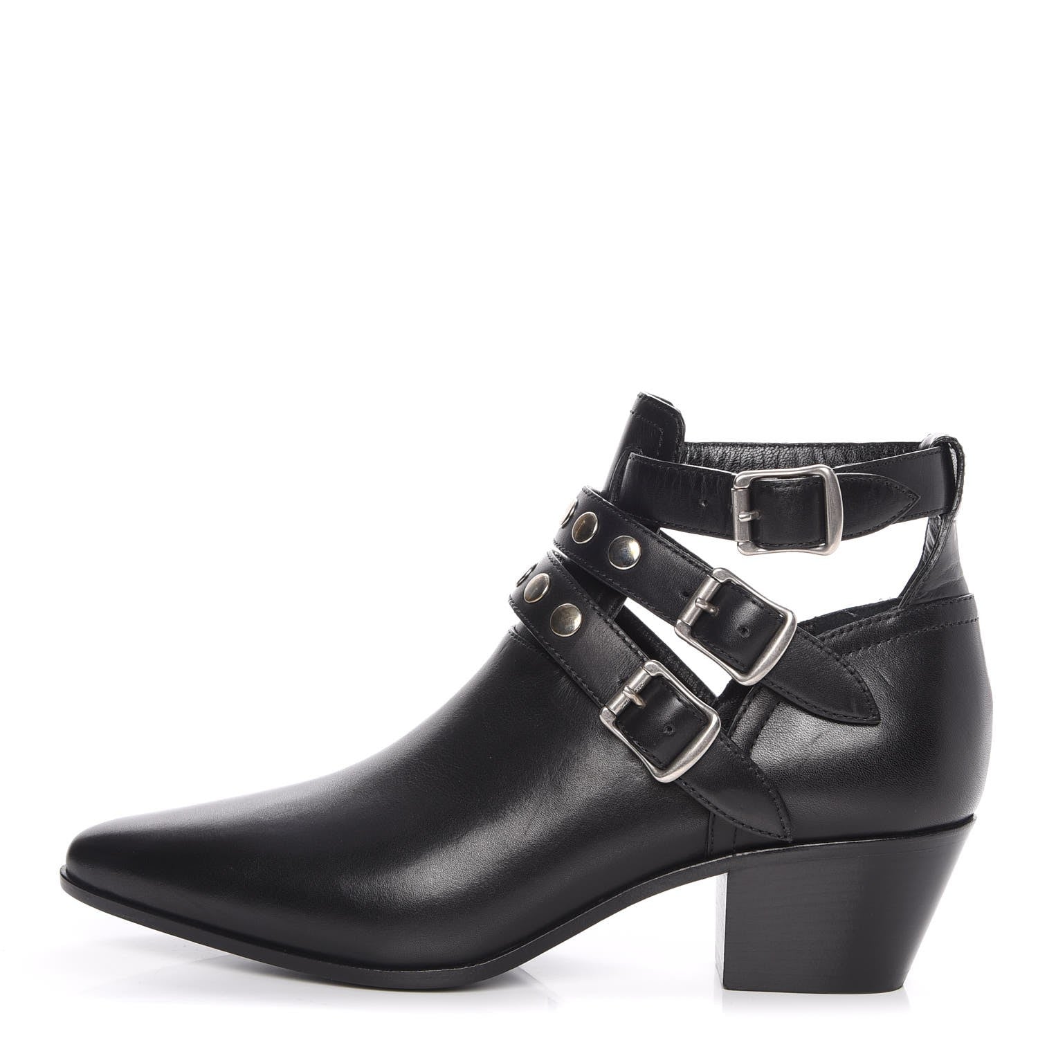Saint Laurent Calfskin Rock Rivet Stud Booties 36.5 Black 1 of 9