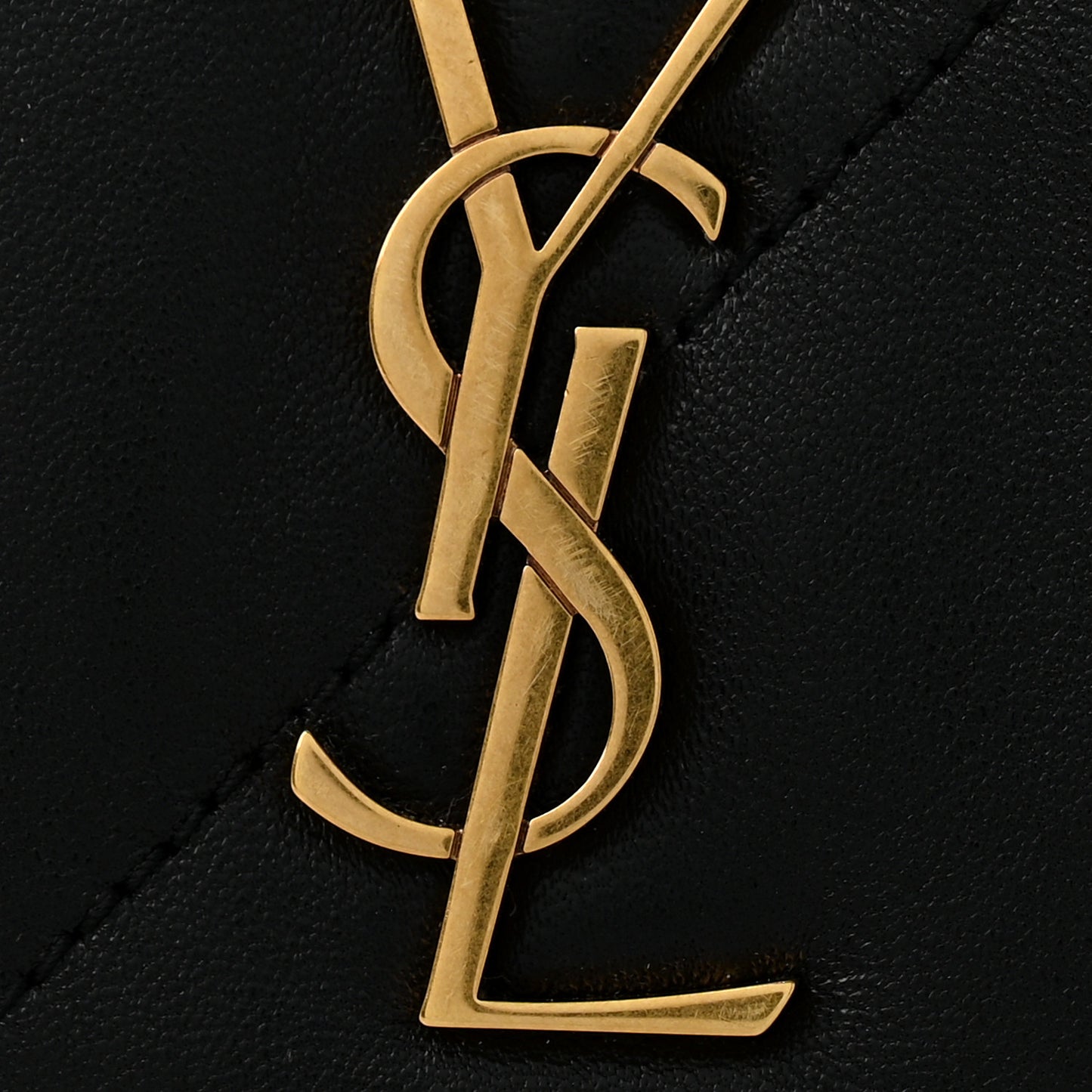 Lambskin Matelasse Monogram Medium Jamie Shoulder Pouch Bag Black