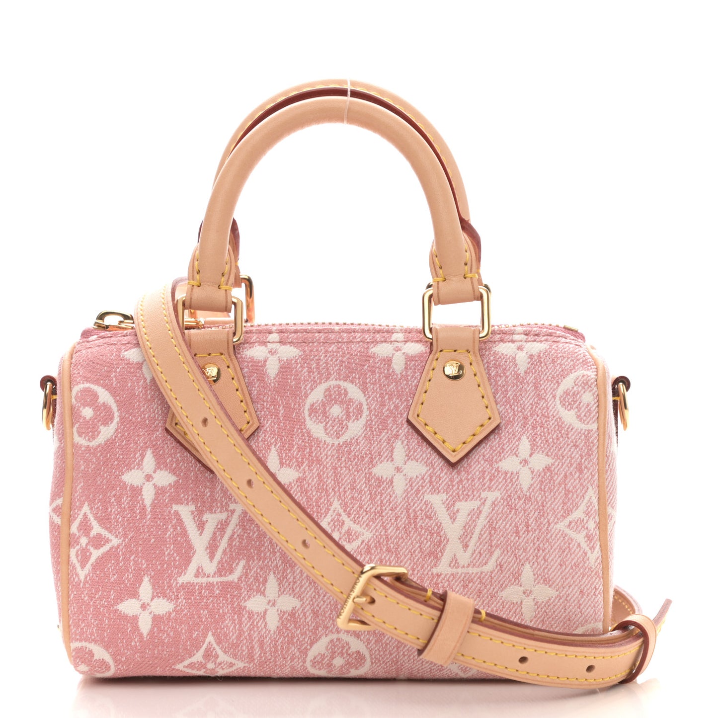 Monogram Jacquard Denim Nano Speedy Bandouliere Pink