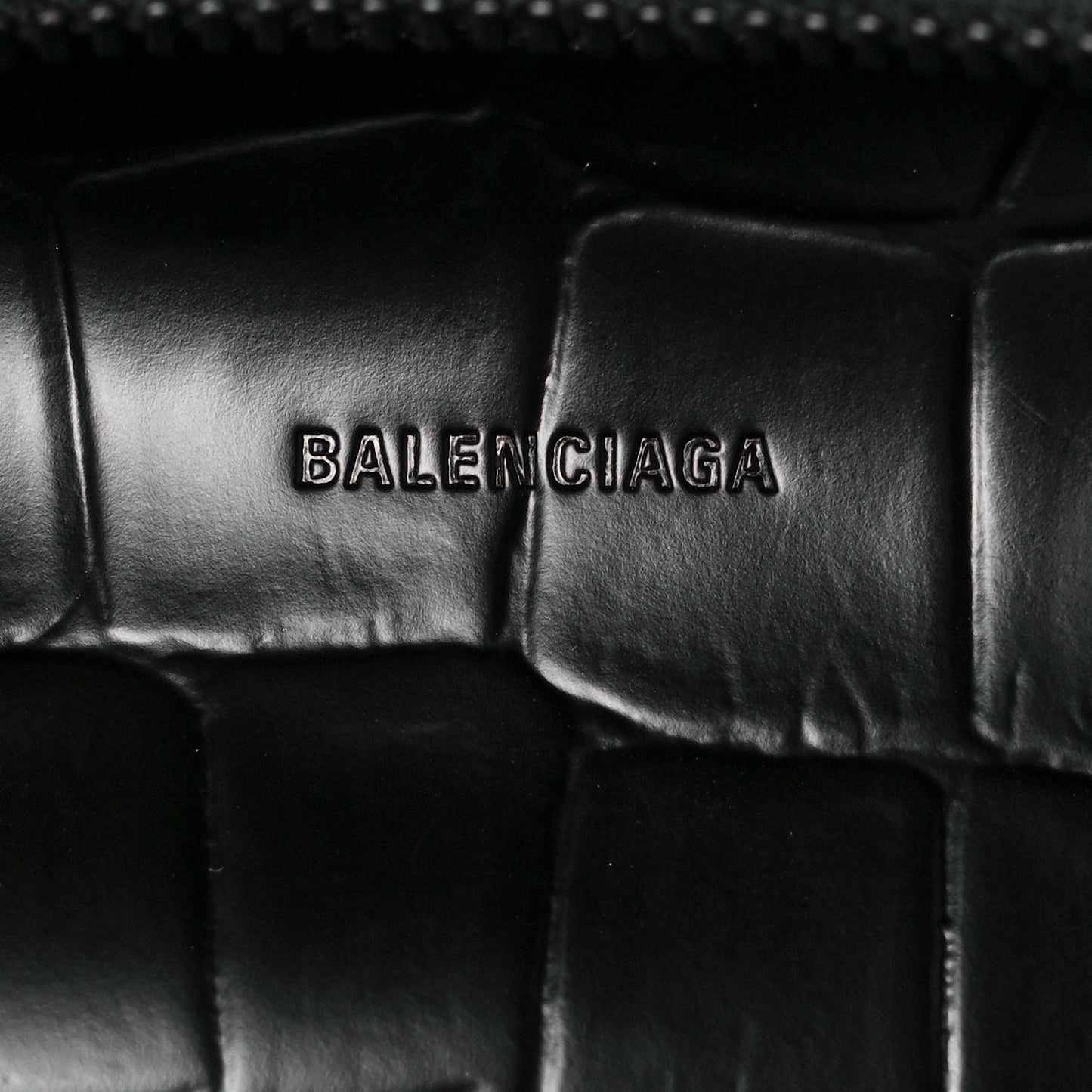 Semi Shiny Calfskin Crocodile Embossed Neo Classic Black Hardware Mini City Black
