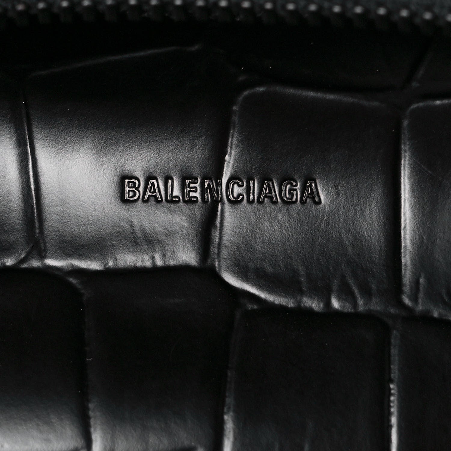 Balenciaga Semi Shiny Calfskin Crocodile Embossed Neo Classic Black Hardware Mini City Black 6 of 8