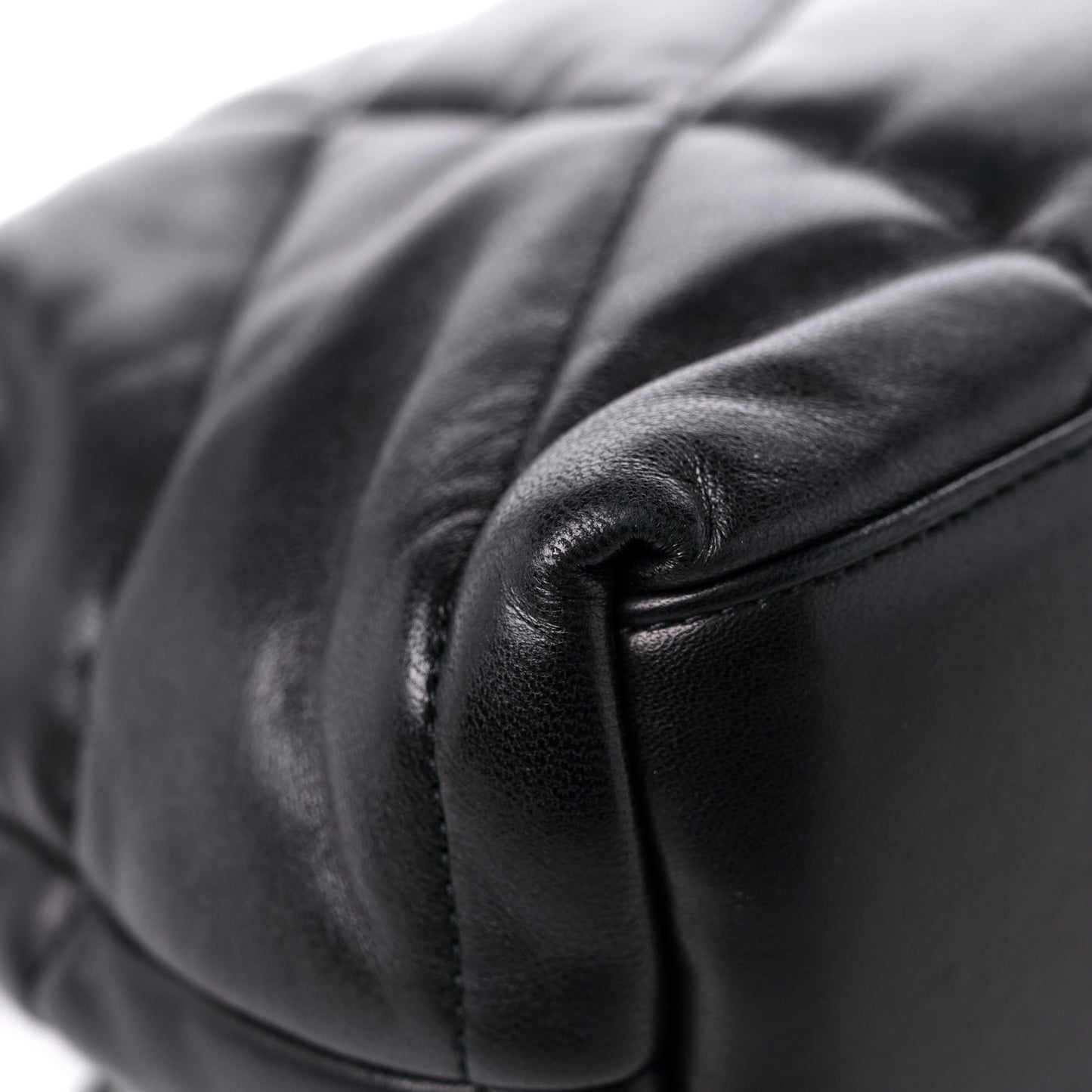 Lambskin Quilted Small Loulou Puffer Monogram Chain Satchel Black
