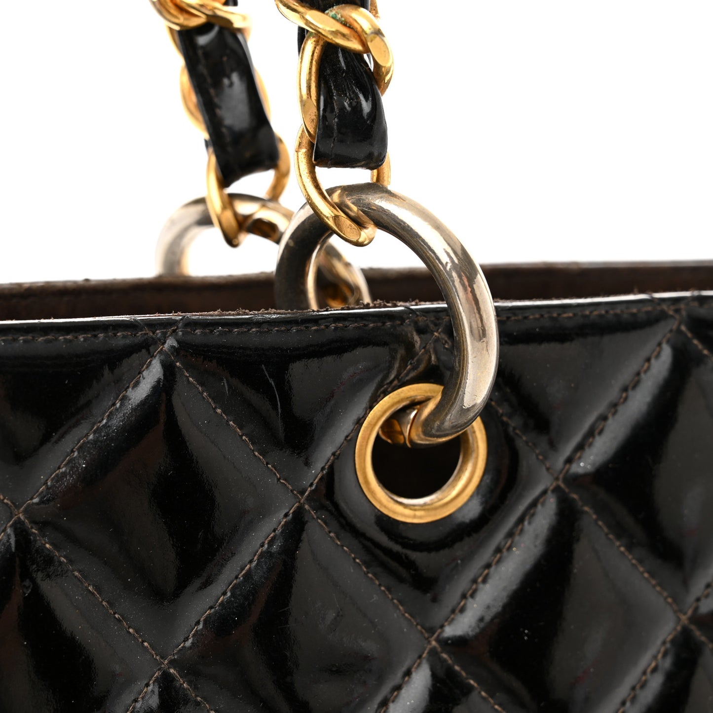 Patent Quilted Grand Shopping Tote GST Black