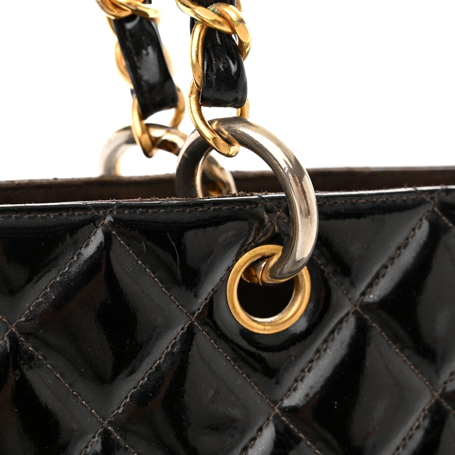 Chanel Patent Quilted Grand Shopping Tote GST Black 23 of 26