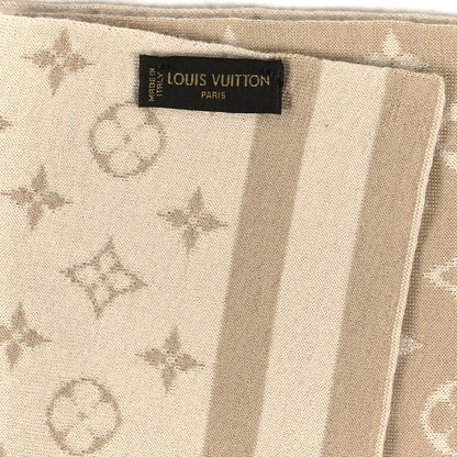 Louis Vuitton Cashmere Silk Monogram Scarf Beige 3 of 3