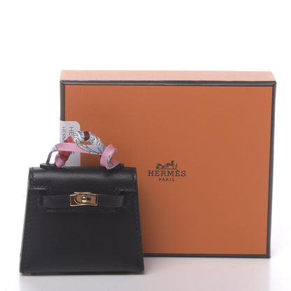 Hermes Tadelakt Mini Kelly Twilly Bag Charm Black 6 of 6
