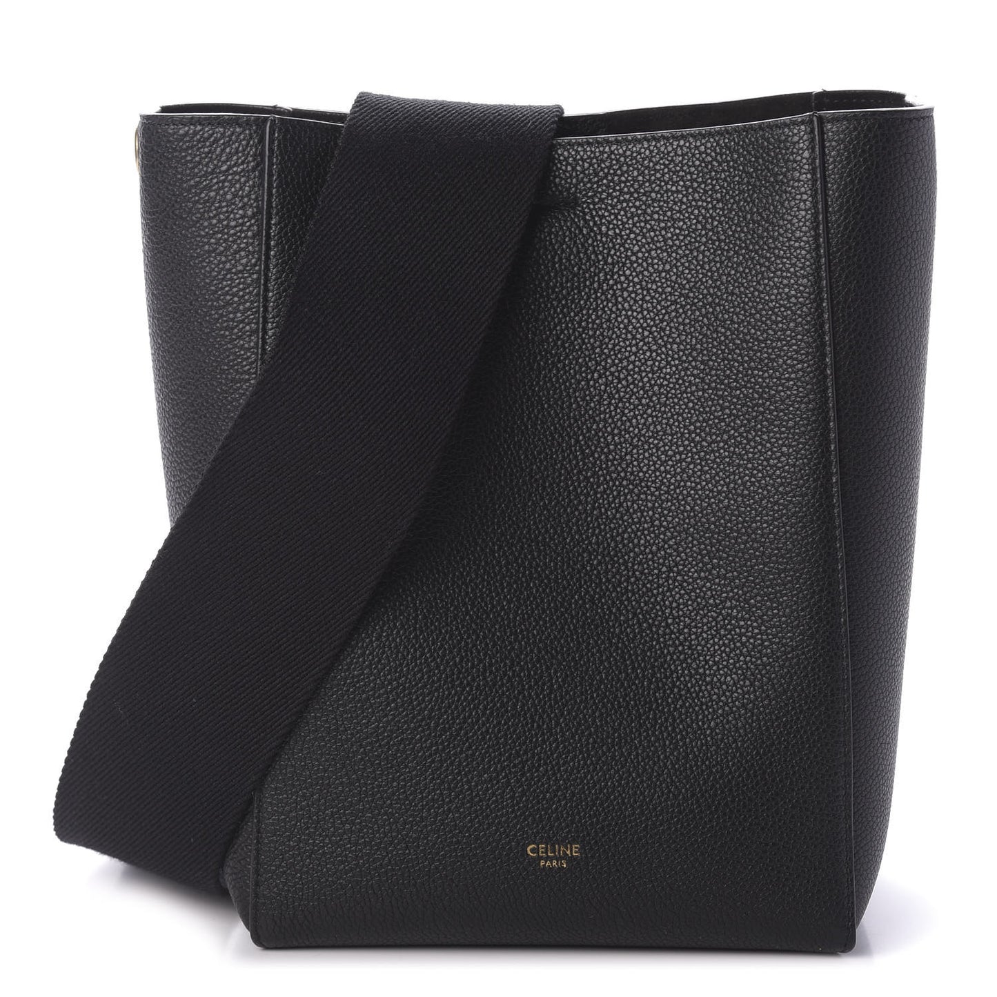 Soft Grained Calfskin Sangle Bucket Bag Black