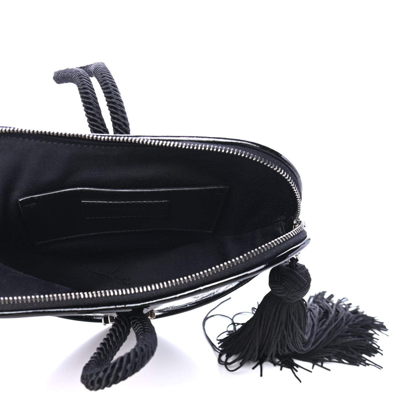 Patent Crocodile Embossed Sac Coeur Heart Shaped Clutch Black