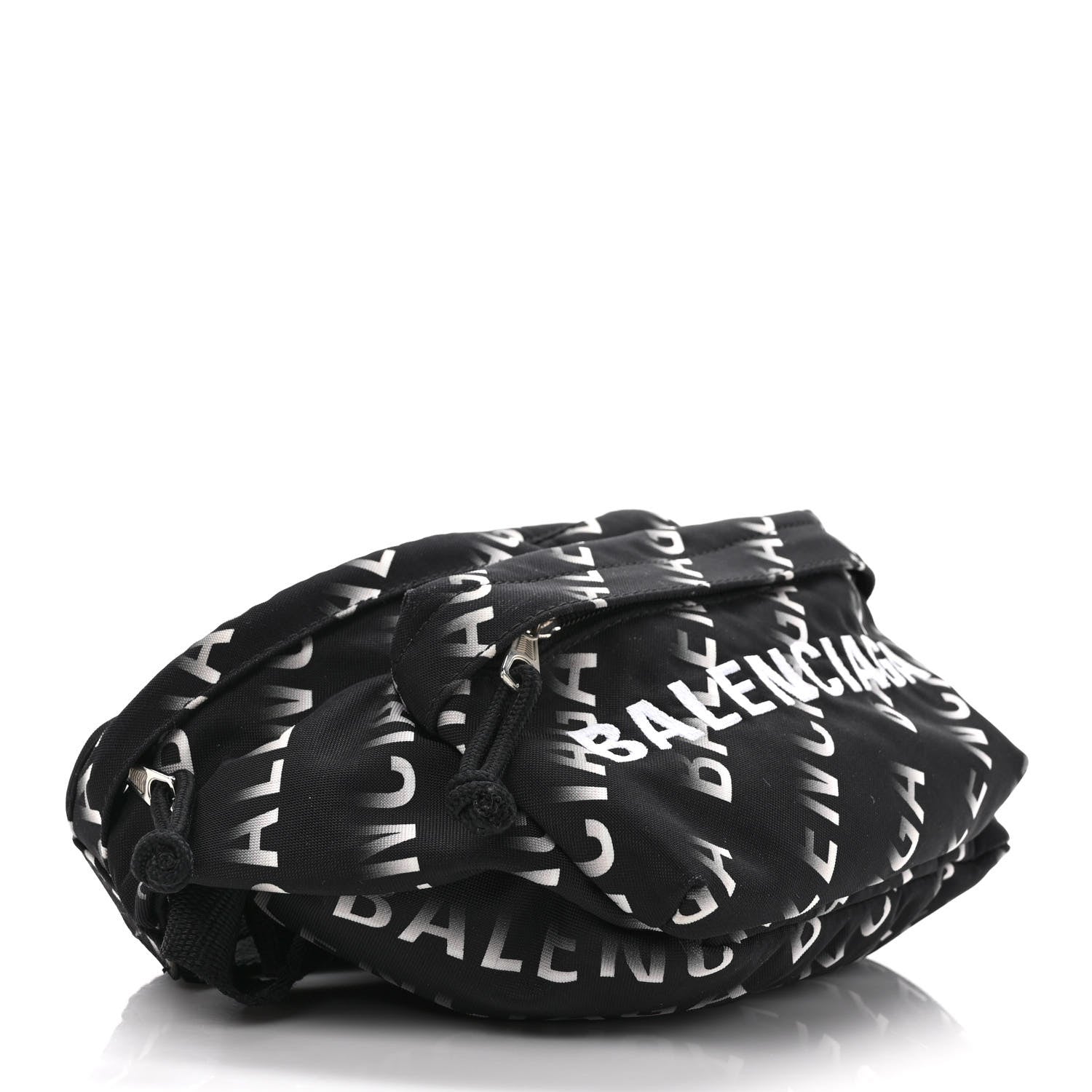 Balenciaga Recycled Sport Nylon Allover Gradient Logo Wheel Beltpack Black White 4 of 9