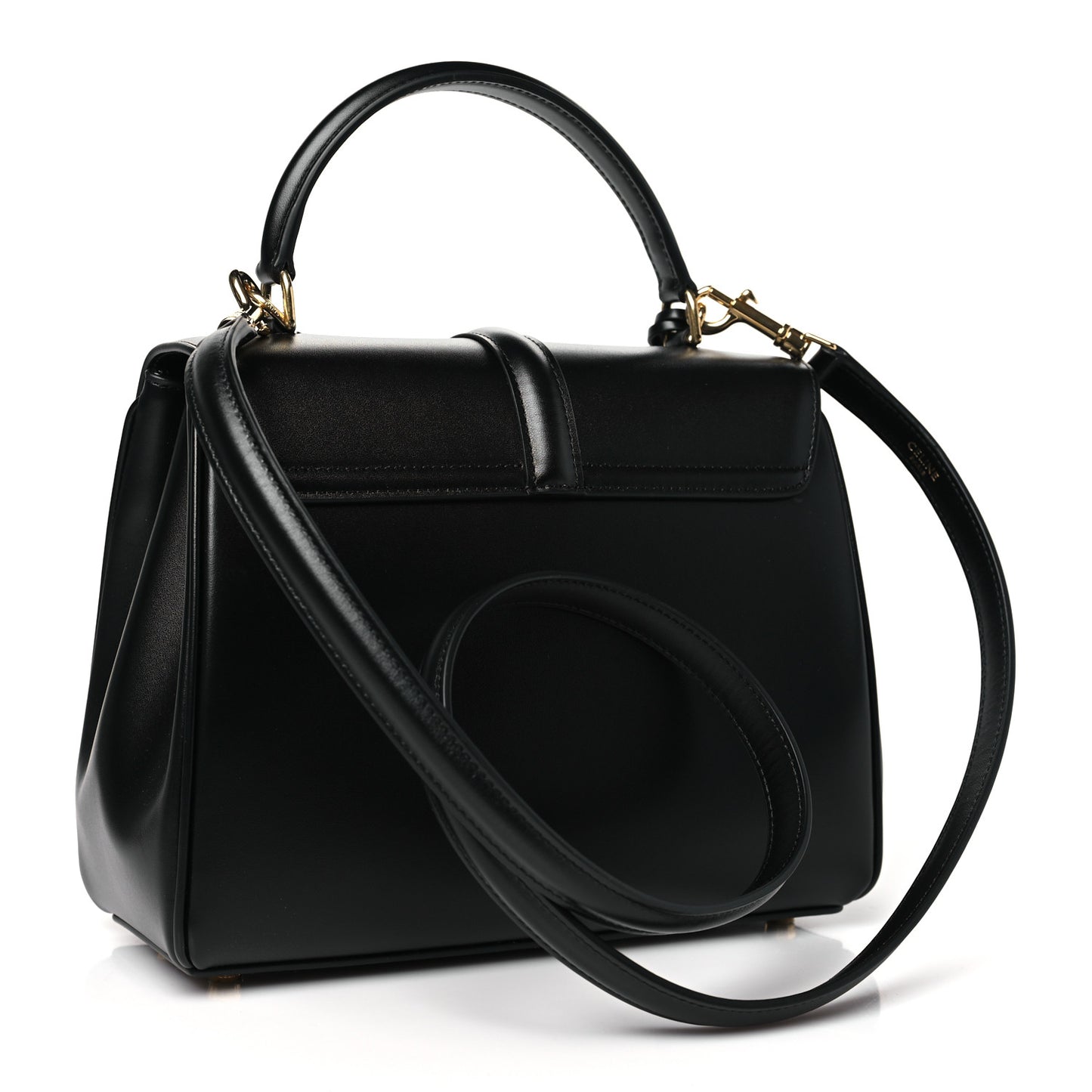 Satinated Calfskin Small 16 Top Handle Bag Black