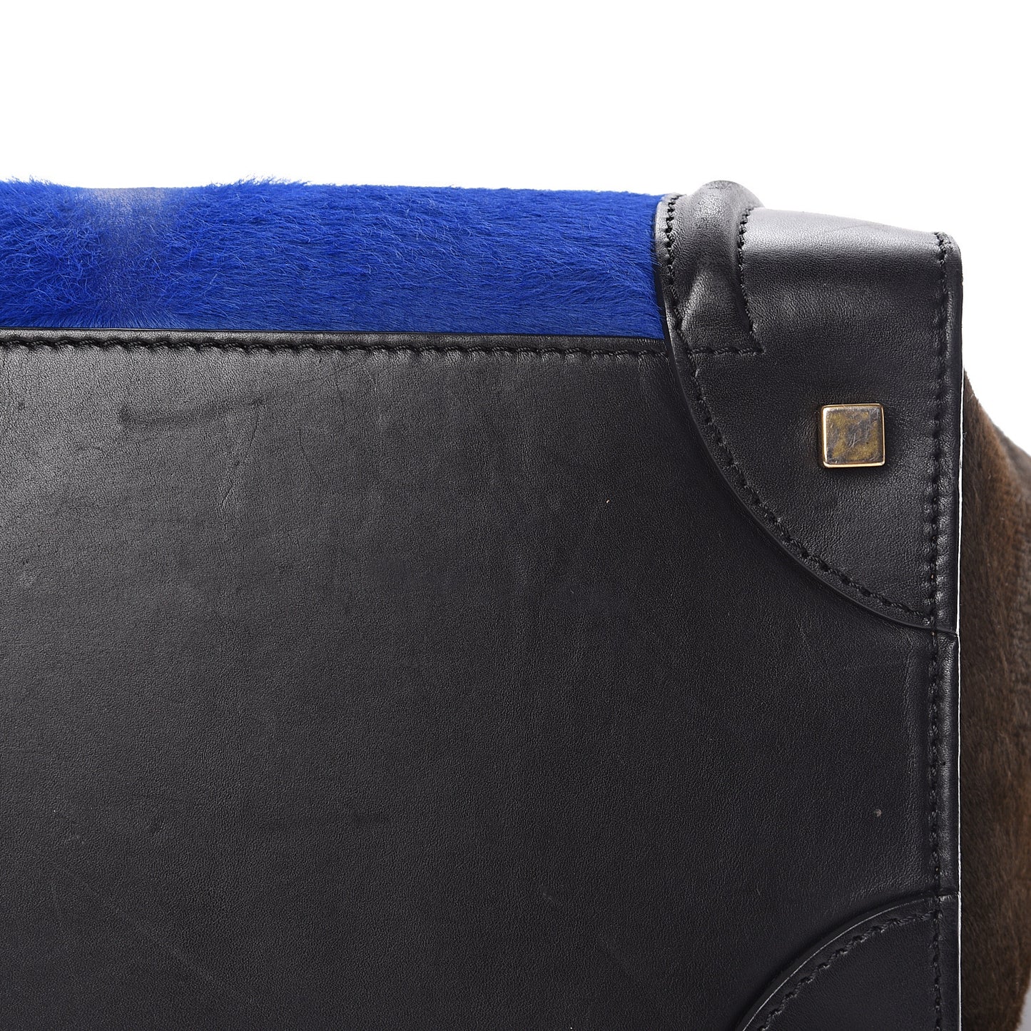Pony Hair Mini Tri-Color Luggage Royal Blue