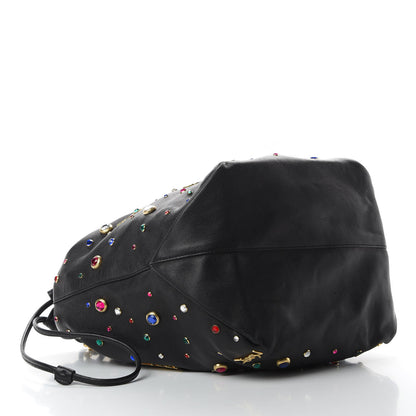 Saint Laurent Lambskin Charm Studded Teddy Drawstring Bag Black 4 of 14