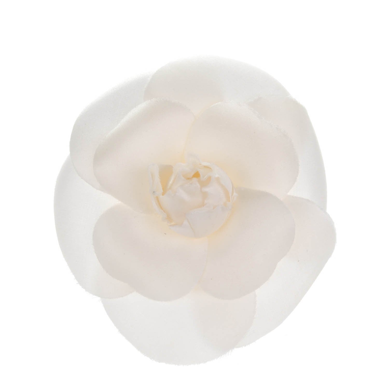 Chanel Silk Taffeta Camellia Brooch Pin White 1 of 5
