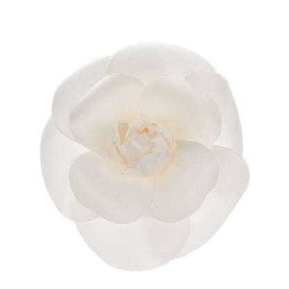 Chanel Silk Taffeta Camellia Brooch Pin White 1 of 5