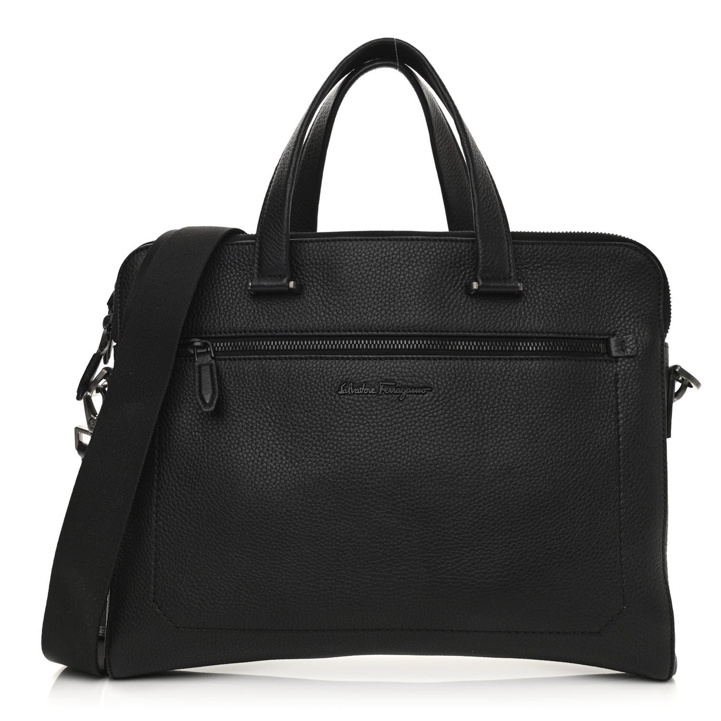 Tumbled Calfskin Business Bag Black