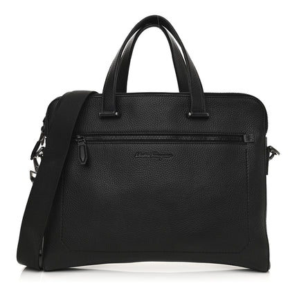 Salvatore Ferragamo Tumbled Calfskin Business Bag Black 1 of 11