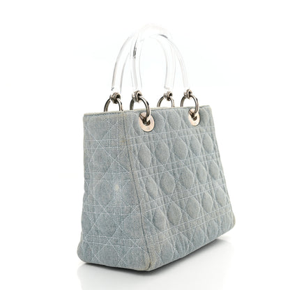 Christian Dior Denim Cannage Medium Lady Dior Light Blue 2 of 12