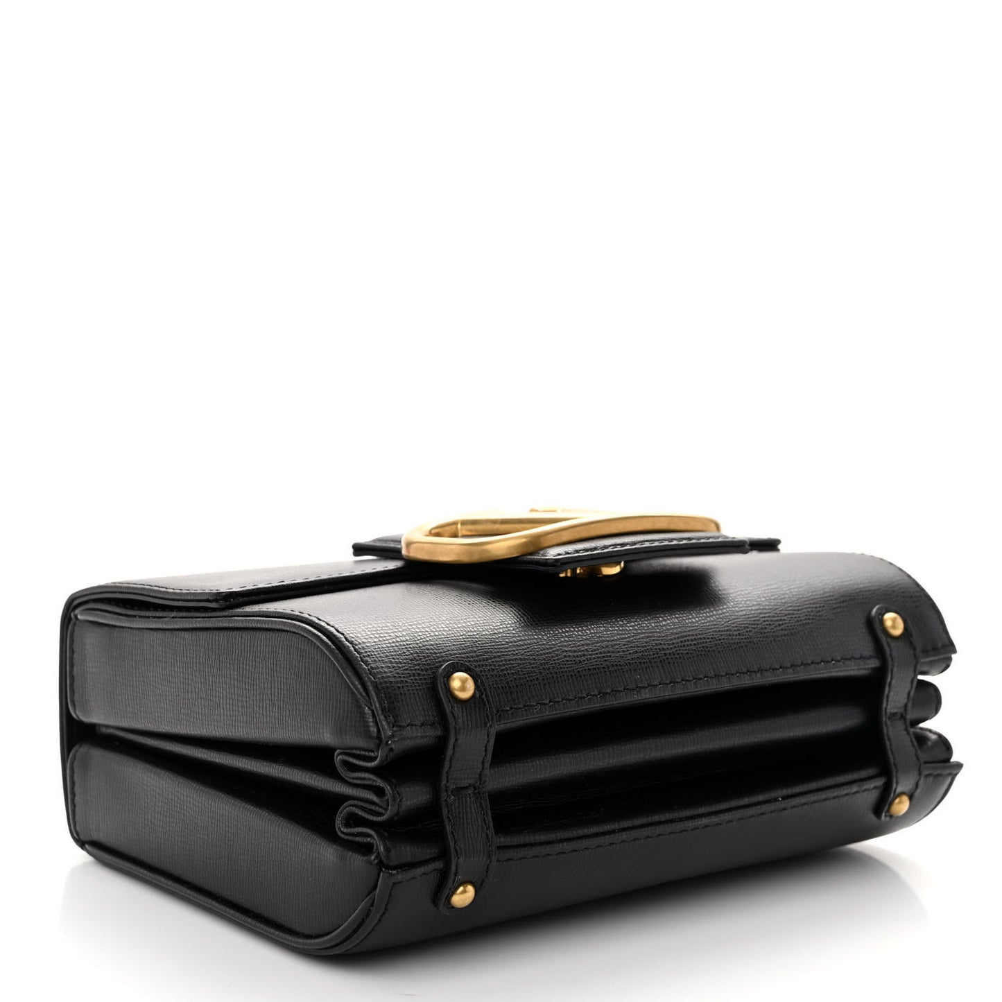 Grainy Calfskin Vlogo Stud Sign Shoulder Bag Black