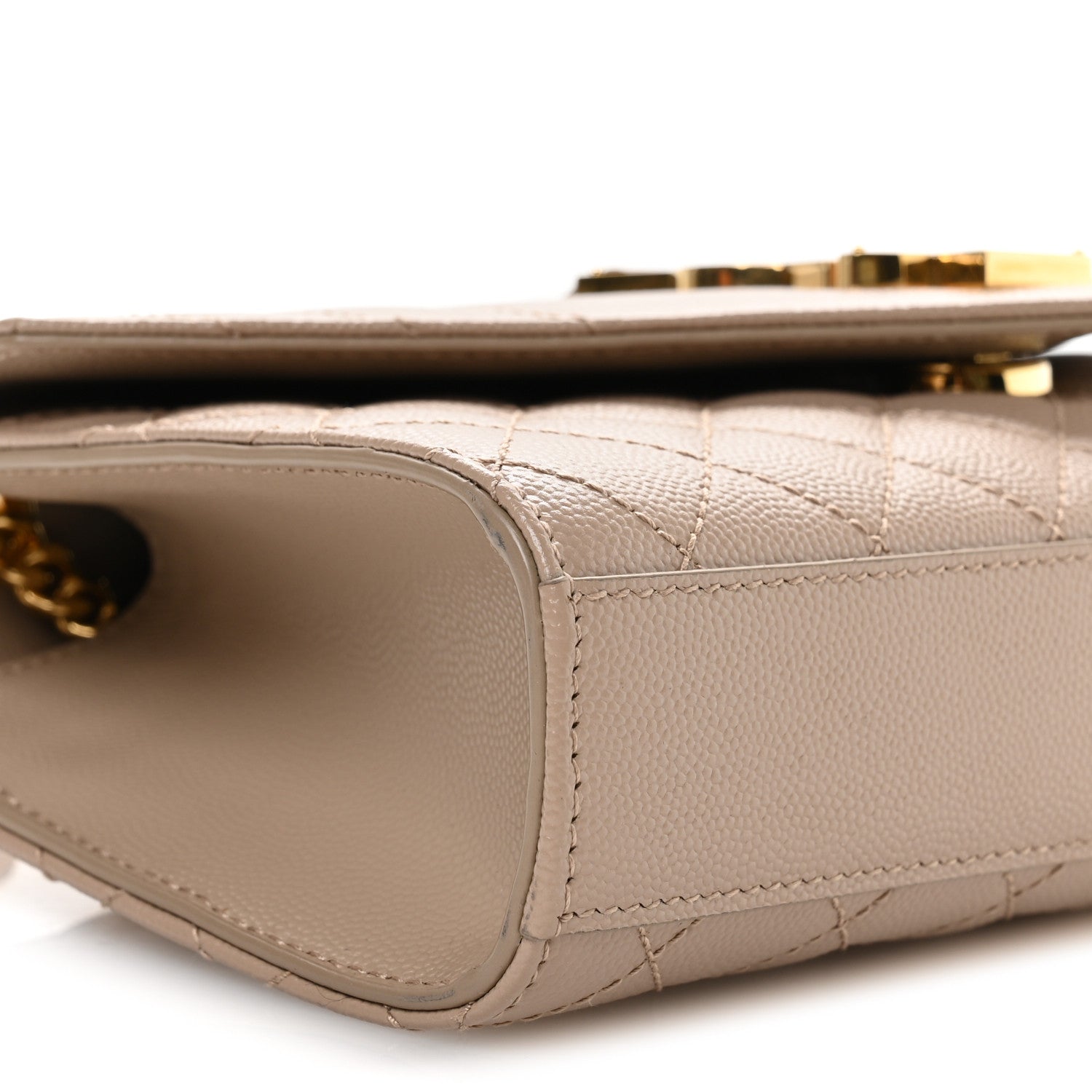 Saint Laurent Grain De Poudre Textured Mixed Matelasse Triquilt Small Monogram Satchel Dark Beige 9 of 11