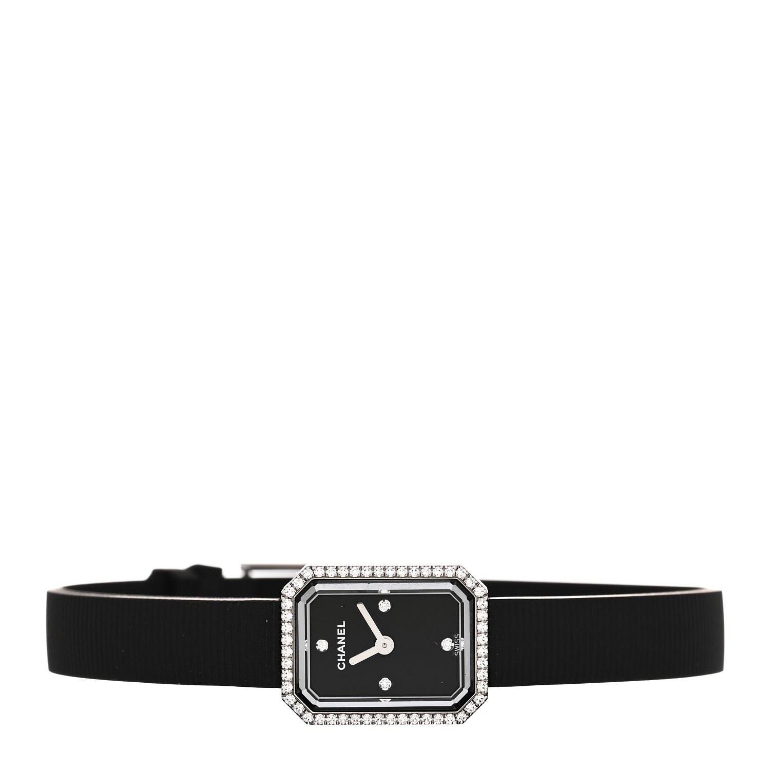 Chanel Stainless Steel Rubber Diamond Bezel 16mm Premiere Quartz Watch Black 2 of 5