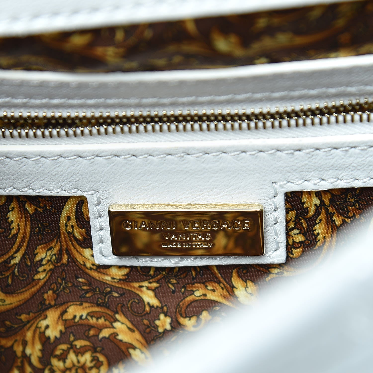 Versace Nappa Barocco Quilted Altea Vanitas Satchel White 9 of 17